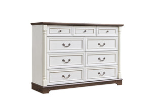 English Elm 8 Drawer Farmhouse Chest Distressed Two-tone Wood Grain Finish Antique Hardware W2393P252368
