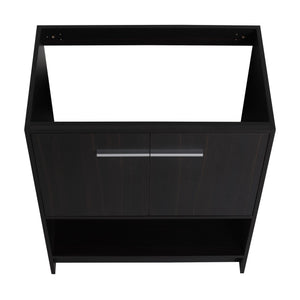 English Elm 30" Freestanding Bathroom Vanity Cabinet with 2 Doors, Integrated Basin & Open Shelf, Modern Ergonomic Design Dark Oak W1972P268399