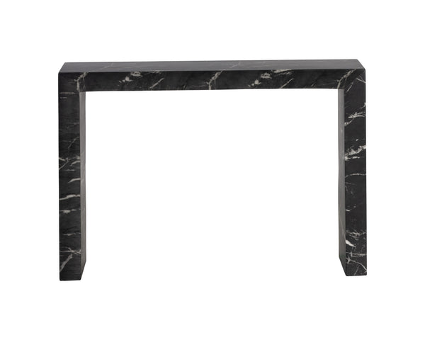 Sunpan Axle Console Table - Modern Concrete Design Perfect For Small Spaces With Chic Clean Lines Black Concrete 111916