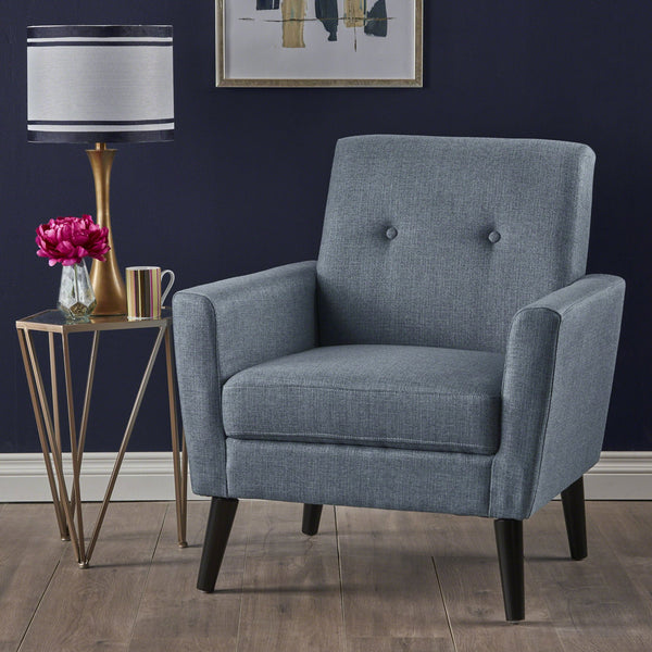 English Elm Christopher Knight Home® - CLUB Vintage-Inspired Fabric Club Chair with Nailhead Trim & Scroll Arms, Birch Legs, Contemporary Comfort Blue 31.5 L x 27.75 W x 18.5 H 60848.00BLU