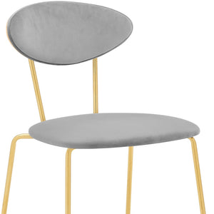 English Elm Savara Gray Velvet Dining Room Chairs Set Of 2 - Modern Gold Metal Legs For Stylish Comfort & Versatility B2736P354289-GIGA