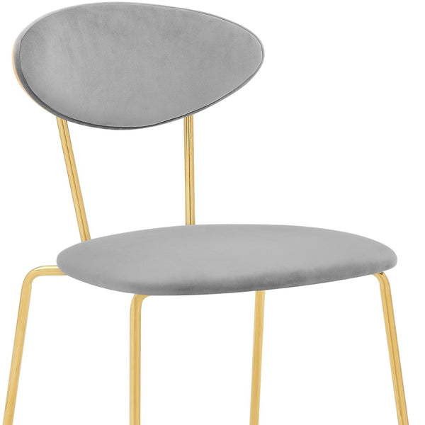 English Elm Savara Gray Velvet Dining Room Chairs Set Of 2 - Modern Gold Metal Legs For Stylish Comfort & Versatility B2736P354289-GIGA