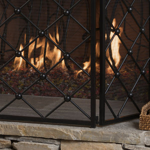 English Elm Christopher Knight Home® - FIRE Black Iron Fireplace Screen 34x31x4.5 Protective Mesh Guard Heat-Resistant Durable Design 61128.00