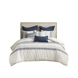 Madison Park Signature Murphy Transitional Oversized Cotton Jacquard Comforter Set with Euro Shams and Throw Pillows MPS10-523 Blue