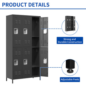 English Elm 6 Door 72"H Metal Lockers with Individual Locks for Home Gym Office School Garage – Durable Steel Storage T2398P282146