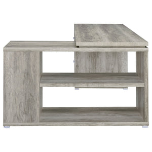 English Elm 1pc L-Shape Desk 60" Home Office Workstation with Three Drawers, Built-In File Cabinet, Shelves Driftwood,Grey 64.76 L x 26.97 W x 10.43 H B011P361979