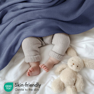 JLA Home Madison Park - Rayon Diamond Jacquard Bamboo Cotton Blanket — Silky, Breathable Throw with Lasting Softness & Gift Boxed Navy AM51-0525