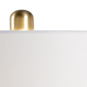 Wildwood Sophia Ceramic Gourd Lamp With Almond Glaze, Linen Shade & Antique Gold Base + Usb Charging Port 47101