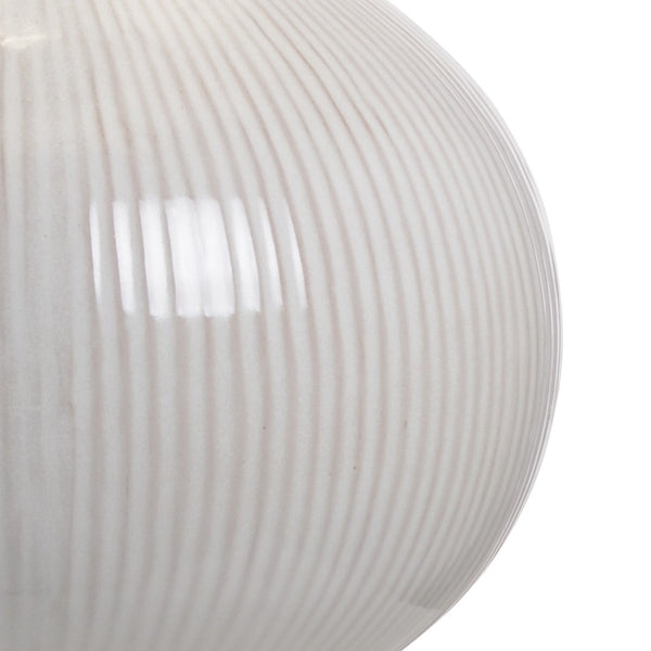 Wildwood Sophia Ceramic Gourd Lamp With Almond Glaze, Linen Shade & Antique Gold Base + Usb Charging Port 47101