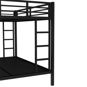 English Elm Twin Triple Metal Bunk Bed Matte Powder Coated Frame with Full Safety Guardrails W1580S00495