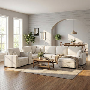 English Elm Swivel Barrel Accent Chair Chenille Tufted Round Club Seat for Living Room Lounge Beige N719S002350A