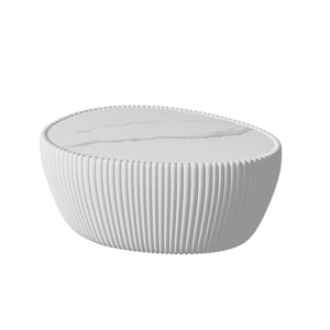 English Elm Light Egg Shaped Sintered Stone Coffee Table with Unique Veining for Modern Living W3081P338222