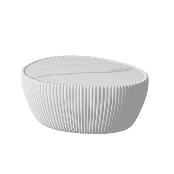 English Elm Light Egg Shaped Sintered Stone Coffee Table with Unique Veining for Modern Living W3081P338222