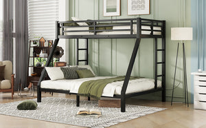 English Elm Metal Twin Xl Over Queen Bunk Bed - Space-Saving Design, Noise-Reducing Steel Frame, Black Finish W1580P339198