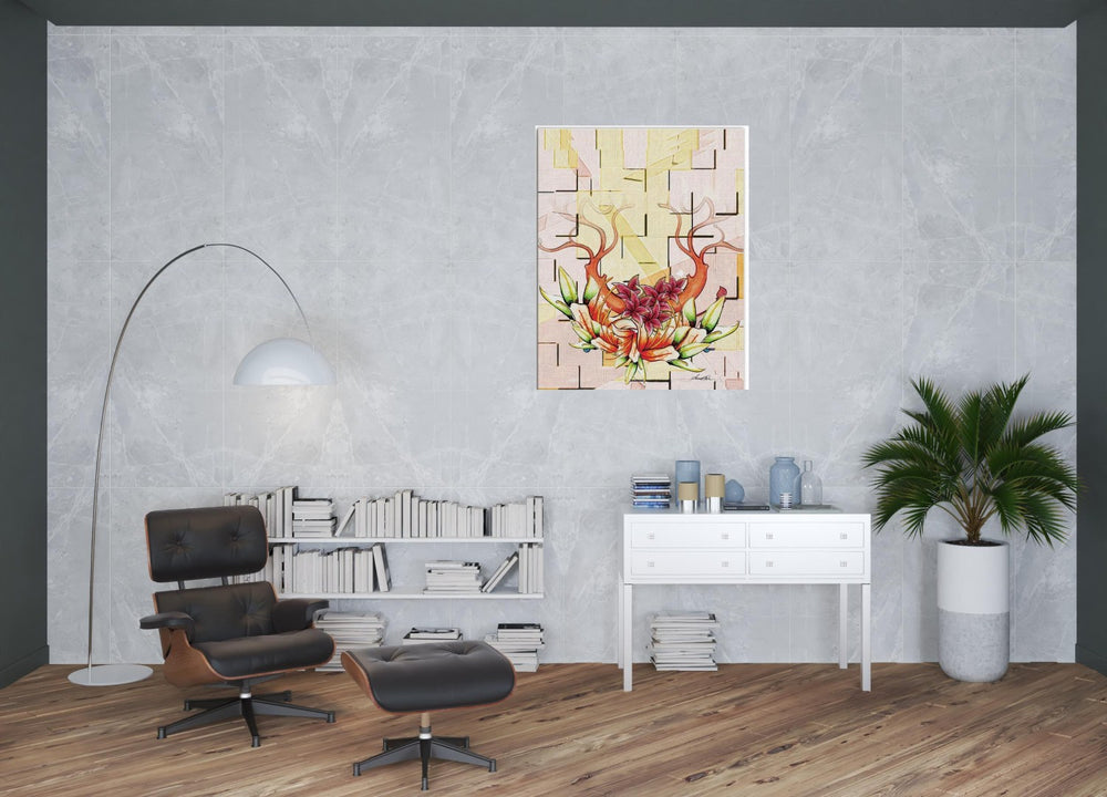 HomeRoots Wrapped Canvas Print Wall Art – Vibrant Seasonal Floral Design for a Contemporary Home Décor Touch 48" H x 36" W x 3" D 471173