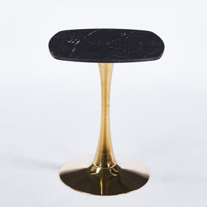 English Elm Square Tulip Pedestal Dining Table Mdf Top Gold Base Compact Bistro Style Seating W3766P453946