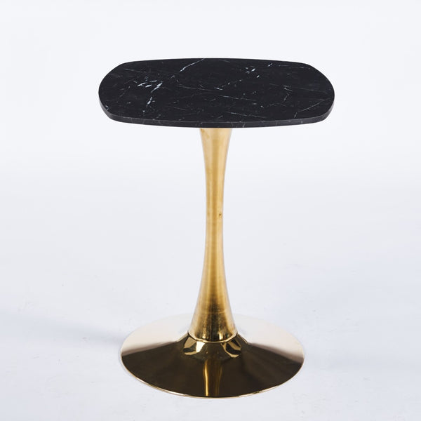 English Elm Square Tulip Pedestal Dining Table Mdf Top Gold Base Compact Bistro Style Seating W3766P453946