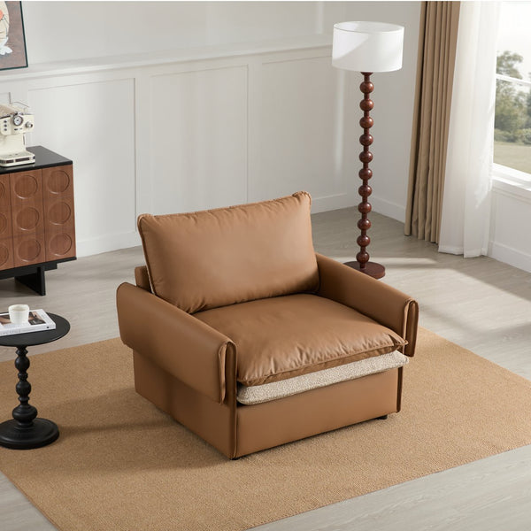 English Elm Modern Oversized Accent Chair – Versatile Single Sofa Lounge For Living Room & Bedroom Comfort W2997P294037