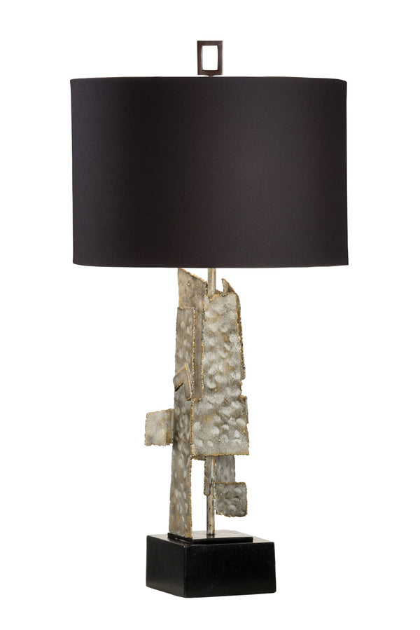 Wildwood Kahn Sculptural Table Lamp — Spotted White-Wash Steel, Slim 33.5" Ambient Lighting For Modern Spaces 47121
