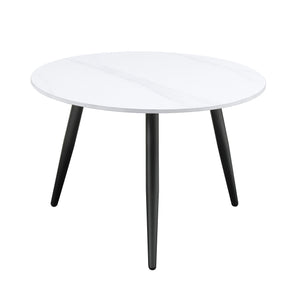 English Elm Modern Nesting Cocktail Tables 3-Piece Occasional Set with Sintered Stone Tops and Metal Legs, Compact Stylish Design Black,White 35 L x 35 W x 5.5 H B011P232143