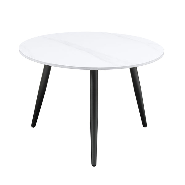 English Elm Modern Nesting Cocktail Tables 3-Piece Occasional Set with Sintered Stone Tops and Metal Legs, Compact Stylish Design Black,White 35 L x 35 W x 5.5 H B011P232143