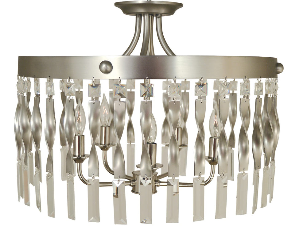 Framburg 5-light Stunning Satin Pewter & Polished Nickel Adele Semi-flush Fixture With Crystal Accents Satin Pewter With Polished Nickel Metal 4713 Sp/Pn