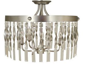 Framburg 5-light Stunning Satin Pewter & Polished Nickel Adele Semi-flush Fixture With Crystal Accents Satin Pewter With Polished Nickel Metal 4713 Sp/Pn