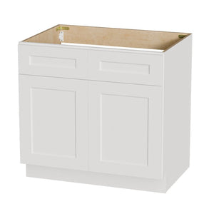 English Elm 33" Solid Wood Shaker Sink Base Cabinet White Two Door Soft Close Kitchen Bath T2950P479082