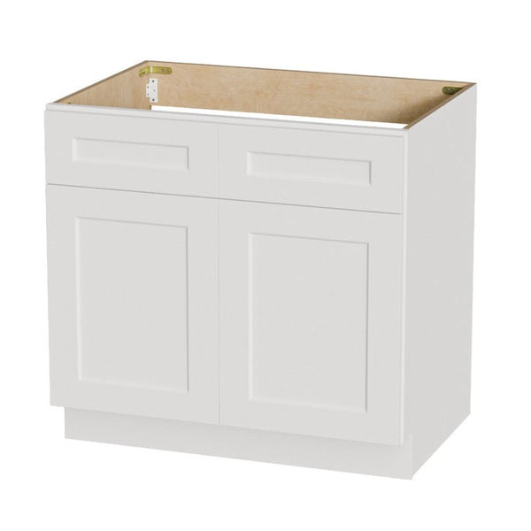 English Elm 36" Solid Wood Shaker Sink Base Cabinet White Two Door Soft Close Kitchen Bath T2950P476953