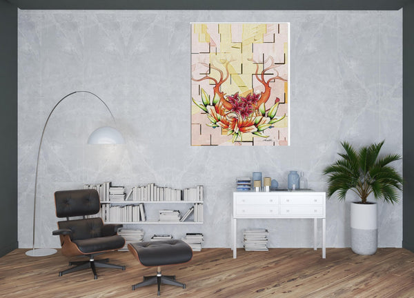 HomeRoots Wrapped Canvas Print Wall Art - Modern Orchid Design for Elegant Home Décor and Effortless Style 40" H x 60" W x 3" D 471341