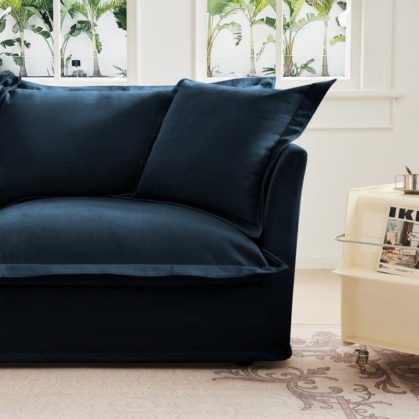 English Elm Koala Chenille Ottoman Plush High Density Foam Seating with Washable Cover W3041P240128