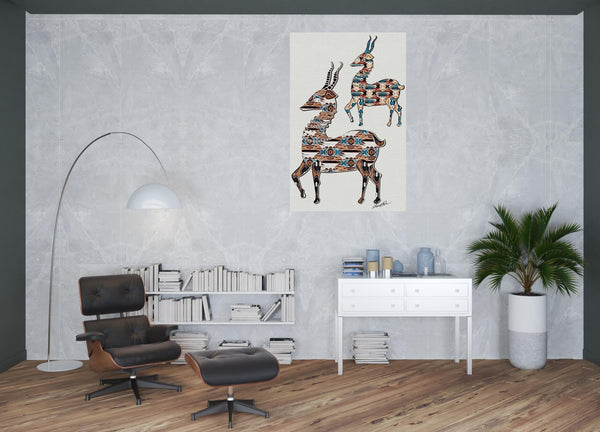 HomeRoots Wrapped Canvas Print Wall Art - Bold Deer Design for Modern Decor, Perfect Gift for Animal Lovers 40" H x 60" W x 3" D 471365