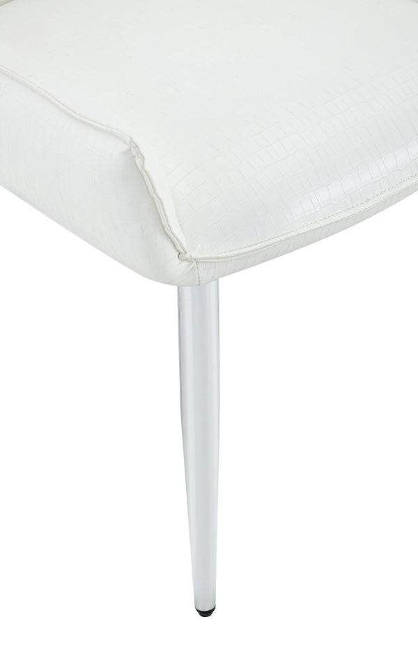 English Elm Crocodile Textured Pu Leather Accent Chair Diamond Tufted with Chrome Metal Legs W3493P456345