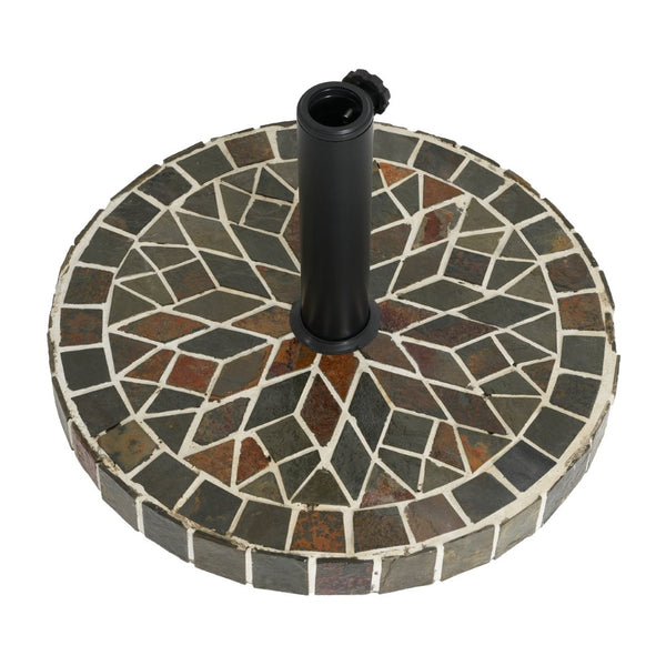 English Elm Enzo Mosaic Concrete Outdoor Umbrella Base with Ceramic Tile Inlay for Patio Use N775P407248M