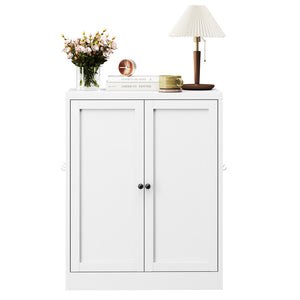 English Elm 34.6" White Metal Pantry Cabinet with Adjustable Shelves, Space-Saving Freestanding Kitchen Organizer for Apartments T2398P350191