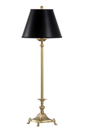 Wildwood Tinsley Vintage-Inspired Buffet Lamp In Antique Brass With Black Shade — 32" Tall, Warm Ambient Glow 47144