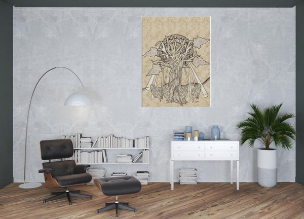 HomeRoots Wrapped Canvas Print Wall Art - Modern Tree Design for Stylish Home Décor and Easy Hanging 40" H x 60" W x 3" D 471441