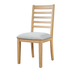 English Elm 2-piece Farmhouse Ladder Back Dining Chair Set Rubberwood Frame Upholstered Seat Kitchen Natural+Beige N752P436723N