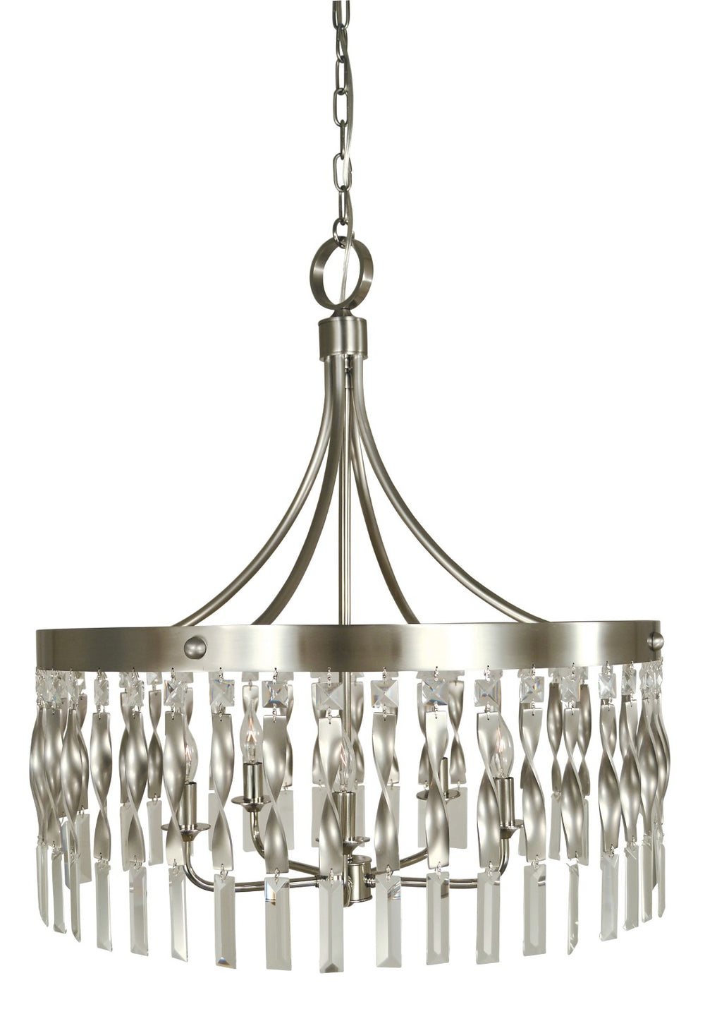 Framburg 5-light Handcrafted Satin Pewter & Polished Nickel Adele Large Pendant – Elegant Crystal Illumination Satin Pewter With Polished Nickel Metal 4715 Sp/Pn