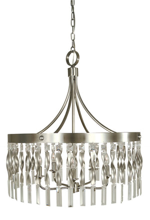 Framburg 5-light Handcrafted Satin Pewter & Polished Nickel Adele Large Pendant – Elegant Crystal Illumination Satin Pewter With Polished Nickel Metal 4715 Sp/Pn