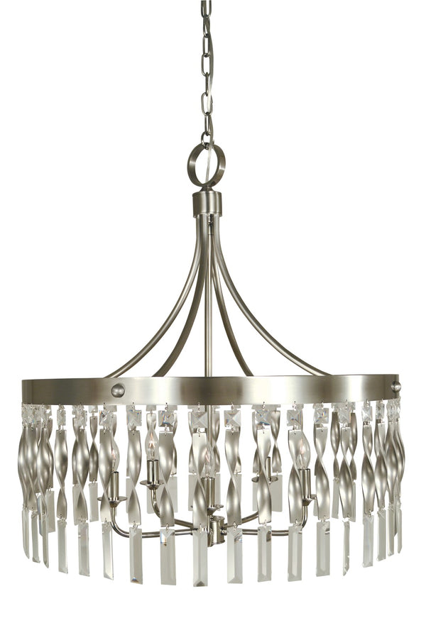 Framburg 5-light Handcrafted Satin Pewter & Polished Nickel Adele Large Pendant – Elegant Crystal Illumination Satin Pewter With Polished Nickel Metal 4715 Sp/Pn