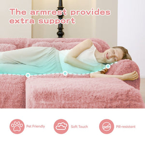 English Elm 149'' Plush Modular Cloud Sofa Boneless Ergonomic Design for Home Theater Lounge Pink W714S01562