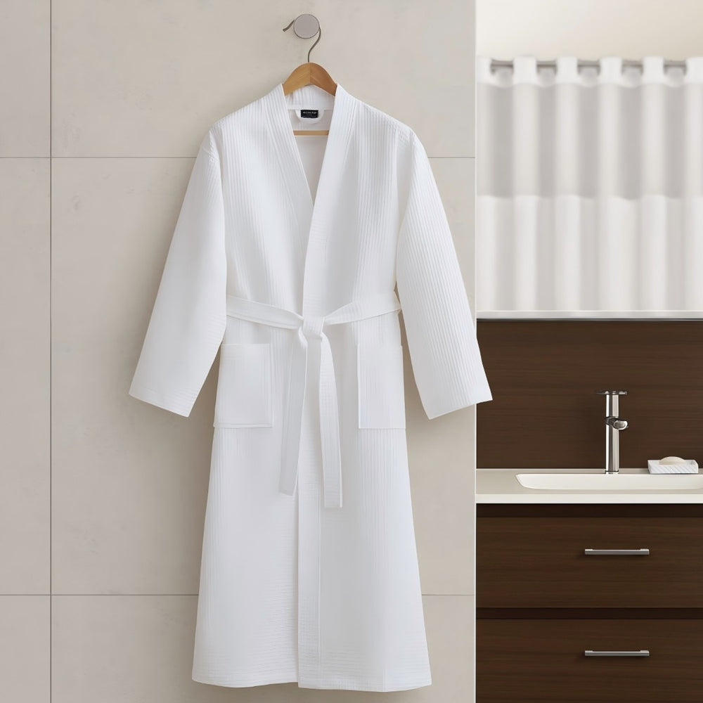 English Elm One Size Cotton Terry Kimono Bath Robe with Anti-microbial Treatment for Spa Comfort B035P440224