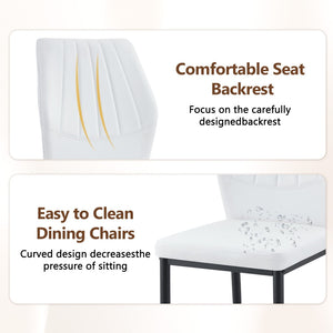 English Elm Table And Chair Set - 64.5" Stylish Black Wood Dining Table With 6 Ergonomic Black & White Chairs W1151S04307-GIGA