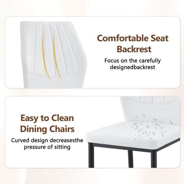 English Elm Table And Chair Set - 64.5" Stylish Black Wood Dining Table With 6 Ergonomic Black & White Chairs W1151S04307-GIGA