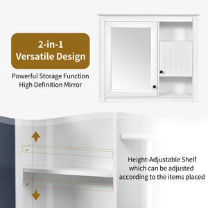 English Elm 32'' Modern Medicine Cabinet with Mirror, Wall-Mounted 3-Shelf Bathroom Storage, White MDF Finish N710P252505K