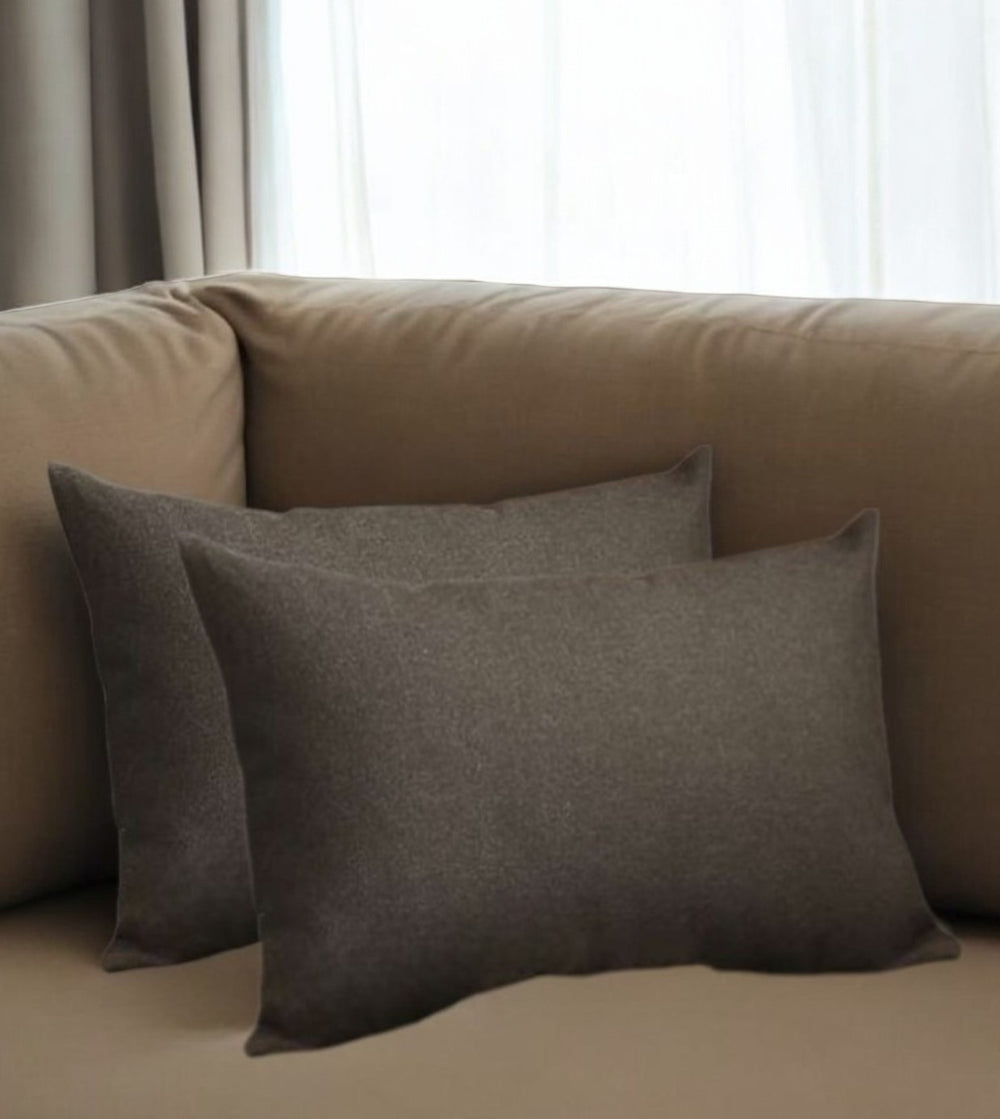 Homeroots Set Of Two 12" X 20" Black Fabric Lumbar Throw Pillows   471692