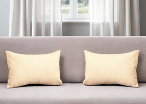 Homeroots Set Of Two 12" X 20" Ivory Fabric Lumbar Throw Pillows   471693