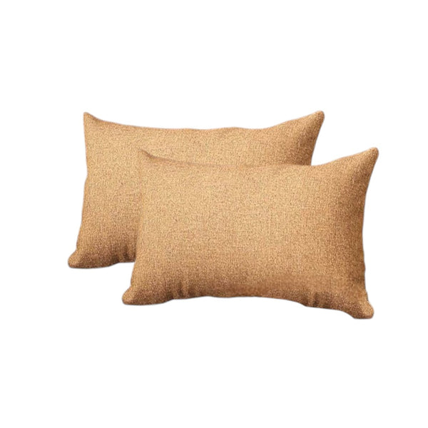 Homeroots Set Of Two 12" X 20" Brown Fabric Lumbar Throw Pillows   471694