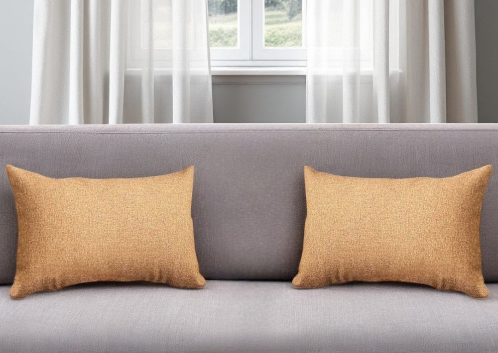 Homeroots Set Of Two 12" X 20" Brown Fabric Lumbar Throw Pillows   471694